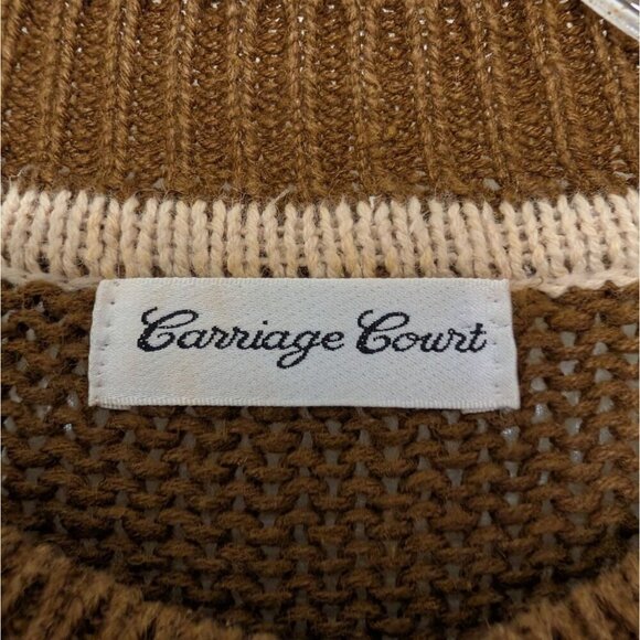 Carriage Court Southwestern Sweater Womens Size Large Brown Aztec Western Knit - Picture 5 of 9